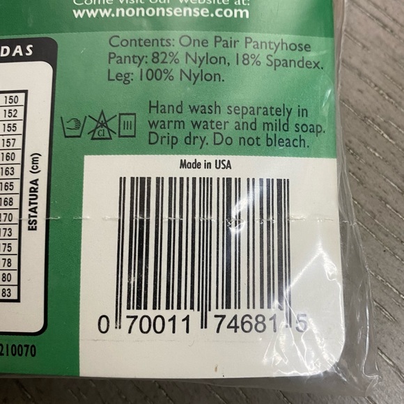 NWT No Nonsense Control Top Premium Nylon Pantyhose Reinforced Toe Size B Nude - Picture 7 of 7